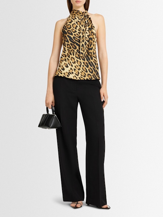 Roberto Cavalli: Leopard print viscose halter top - Brown/Multi - women_1 | Luisa Via Roma