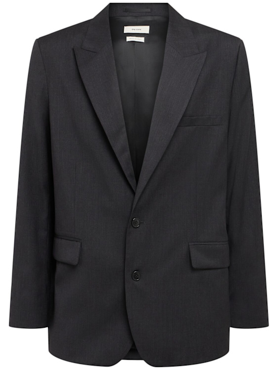 The Core: Single breasted wool twill blazer - Grey - men_0 | Luisa Via Roma