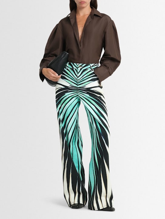 Roberto Cavalli: Ray Of Sea printed stretch cotton pants - women_1 | Luisa Via Roma