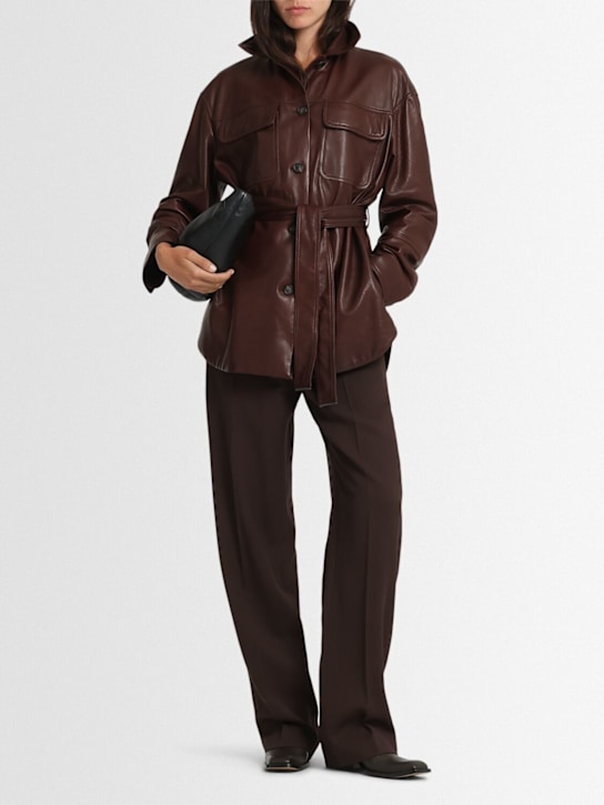 Brunello Cucinelli: Soft leather jacket - Bordeaux - women_1 | Luisa Via Roma