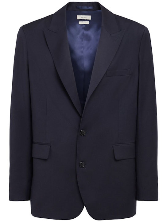 The Core: Blazer en sergé de laine à boutonnage simple - Bleu - men_0 | Luisa Via Roma