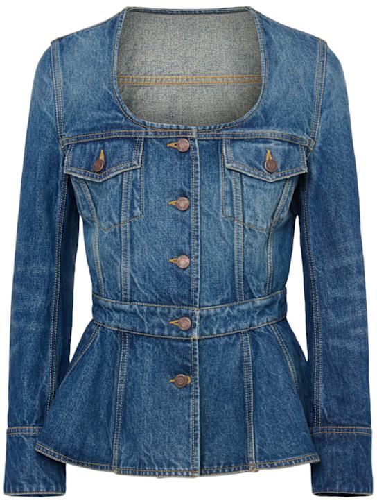 Chloé: Cotton denim jacket - Blue - women_0 | Luisa Via Roma