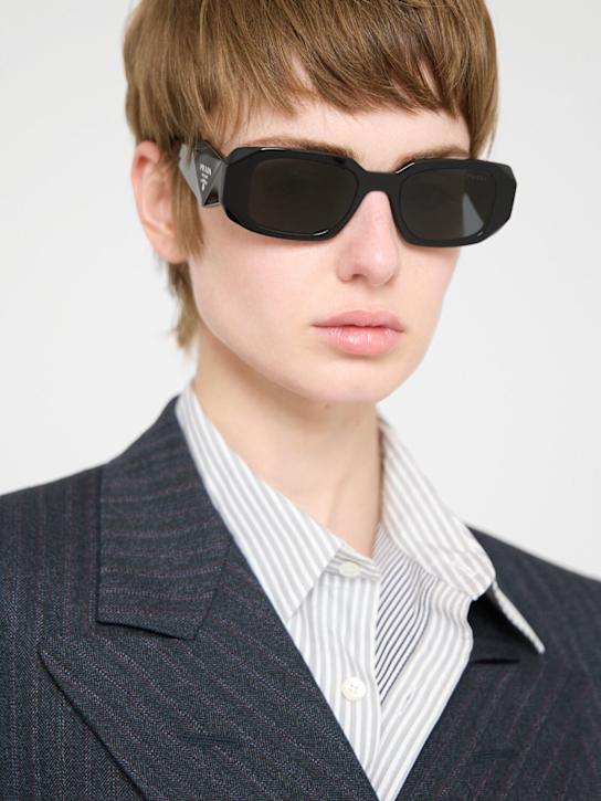 Prada: Symbole squared acetate sunglasses - Black/Grey - women_1 | Luisa Via Roma