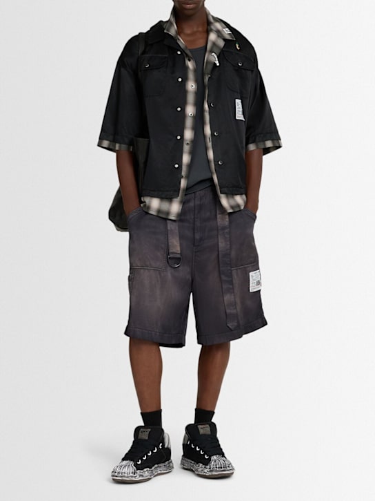 Mihara Yasuhiro: Aged cotton blend baker shorts - men_1 | Luisa Via Roma