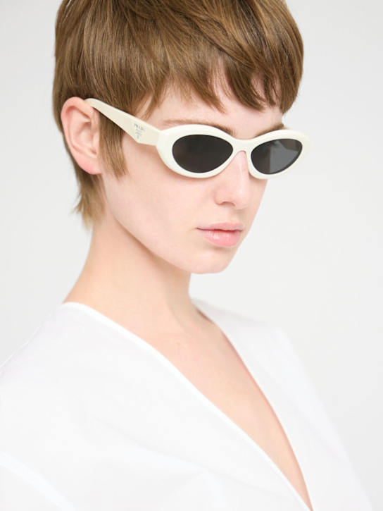 Prada: Catwalk cat-eye acetate sunglasses - White/Grey - women_1 | Luisa Via Roma
