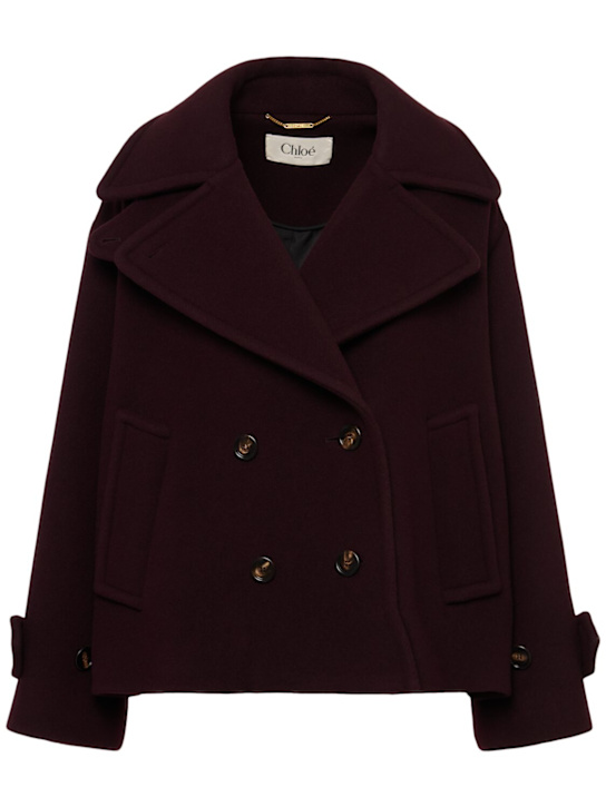 Chloé: Double breast wool blend coat - women_0 | Luisa Via Roma