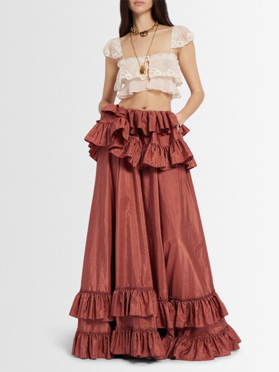 Chloé: Silk mousseline ruffled top - women_1 | Luisa Via Roma