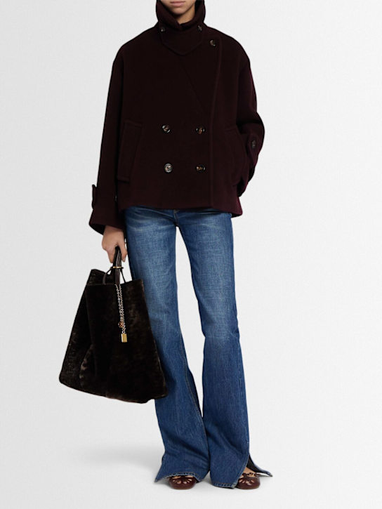 Chloé: Double breast wool blend coat - women_1 | Luisa Via Roma