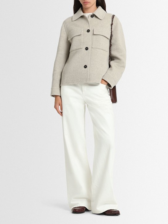 Brunello Cucinelli: Wool blend short coat - Beige - women_1 | Luisa Via Roma