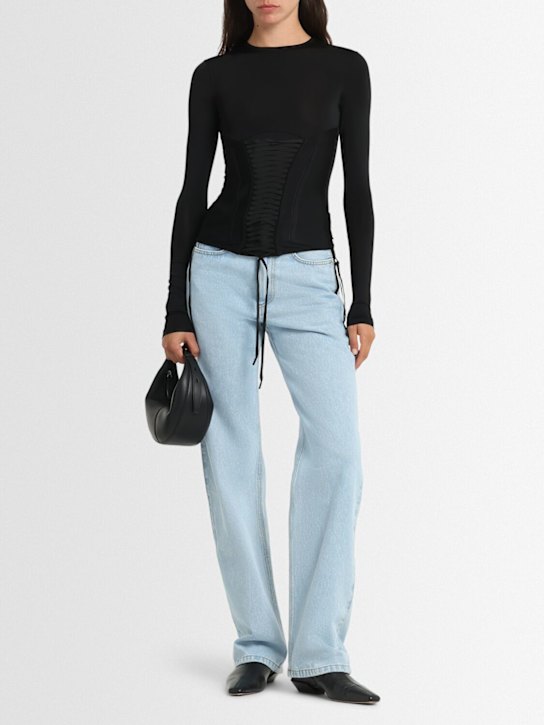 MUGLER: Light shiny jersey corset top - women_1 | Luisa Via Roma