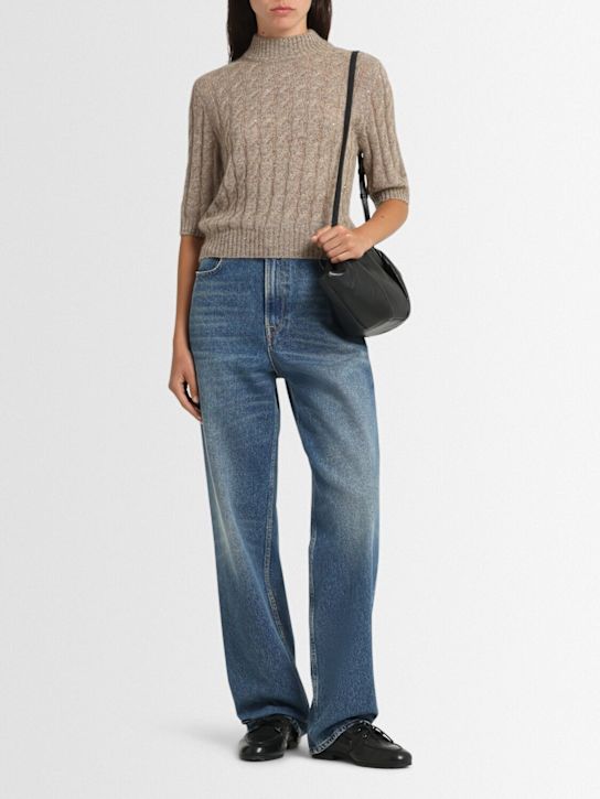 Brunello Cucinelli: Embellished mohair blend sweater - Beige - women_1 | Luisa Via Roma