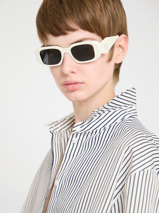 Prada: Symbole squared acetate sunglasses - White/Grey - women_1 | Luisa Via Roma