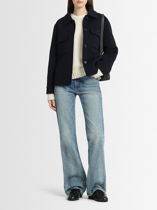 Brunello Cucinelli: Wool blend short coat - ブルー - women_1 | Luisa Via Roma