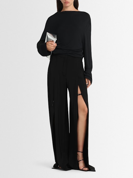 MUGLER: Mat heavy fluid pence wide leg pants - women_1 | Luisa Via Roma