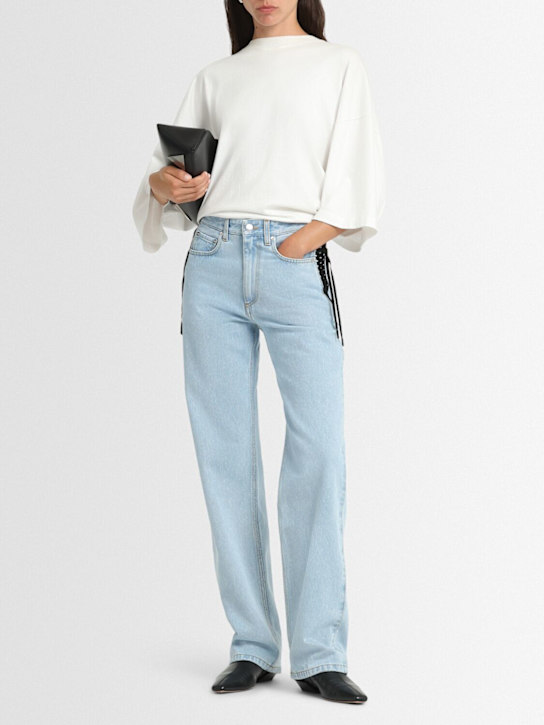 Lace-up detail straight jeans - Thumbnail 2