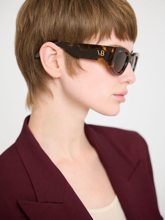 Victoria Beckham: VB Monogram acetate sunglasses - Dark Havana - women_1 | Luisa Via Roma