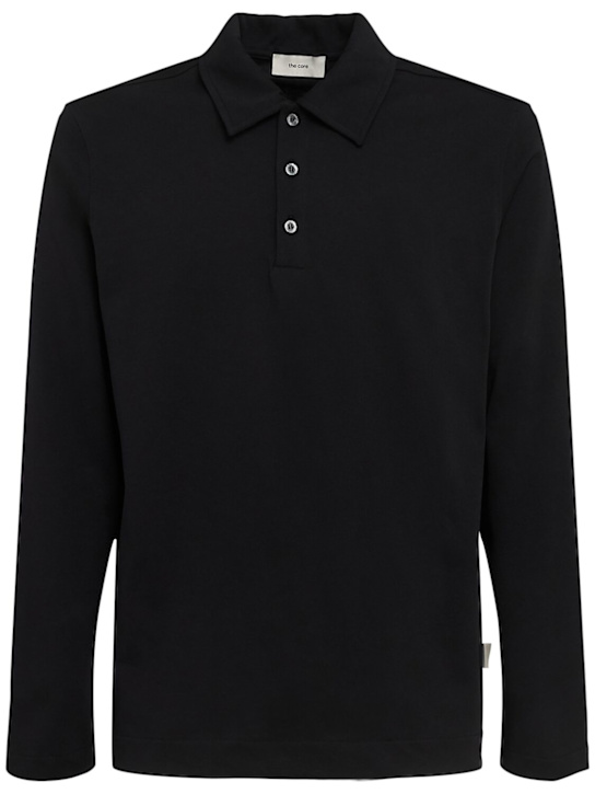 The Core: Polo en jersey de coton à manches longues - Noir - men_0 | Luisa Via Roma