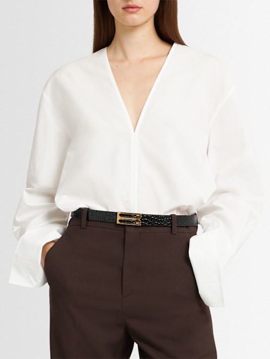 Victoria Beckham: Regular embossed leather frame belt - women_1 | Luisa Via Roma