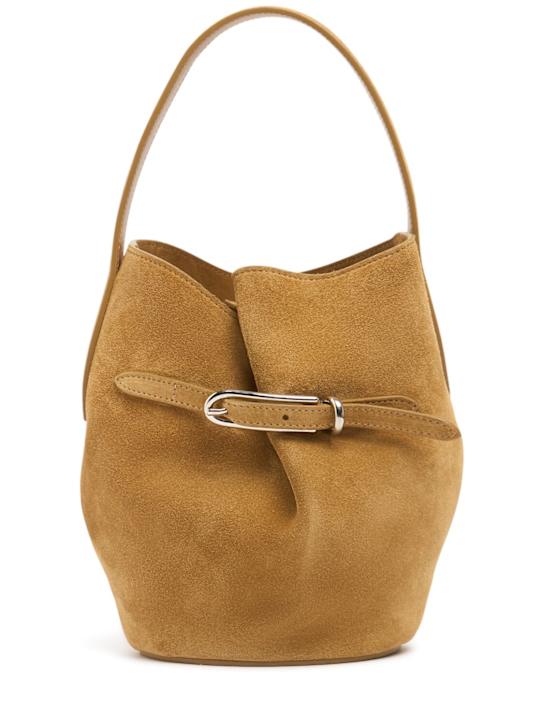 Liffner: Mini Belted Bucket suede top handle bag - women_0 | Luisa Via Roma