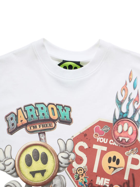 Barrow: T-shirt in jersey di cotone stampato - Bianco - kids-girls_1 | Luisa Via Roma