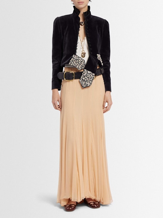 Chloé: Silk mousseline long skirt - Pink - women_1 | Luisa Via Roma