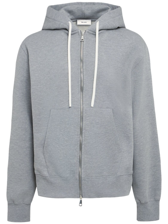 The Core: Full-zip cotton sweatshirt hoodie - Grey - men_0 | Luisa Via Roma