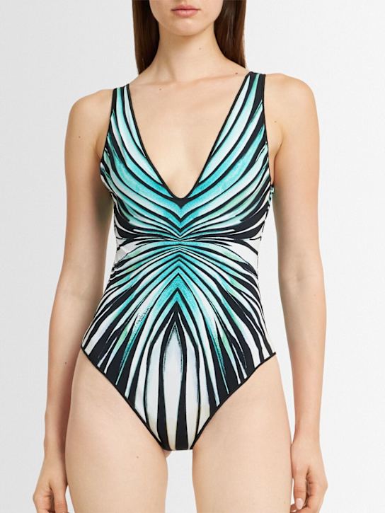 Roberto Cavalli: Ray Of Sea printed nylon blend swimsuit - women_1 | Luisa Via Roma