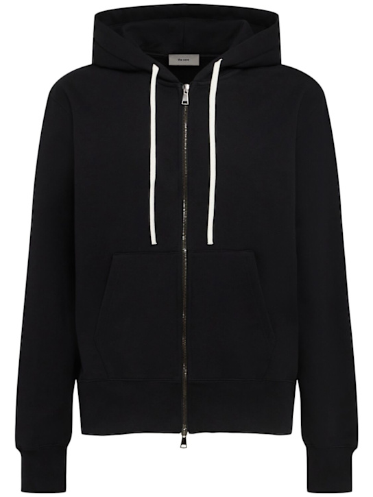 The Core: Hoodie aus Baumwollfleece mit Reißverschluss - Schwarz - men_0 | Luisa Via Roma