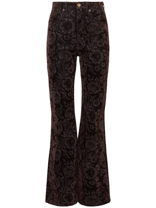 Chloé: Floral flocked high rise flared jeans - women_0 | Luisa Via Roma