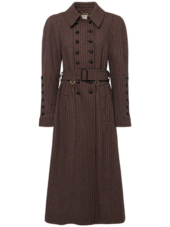 Chloé: Belted wool blend coat - Grey - Red 1 - women_0 | Luisa Via Roma