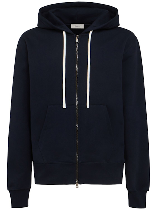 The Core: Full-zip cotton sweatshirt hoodie - Blue - men_0 | Luisa Via Roma