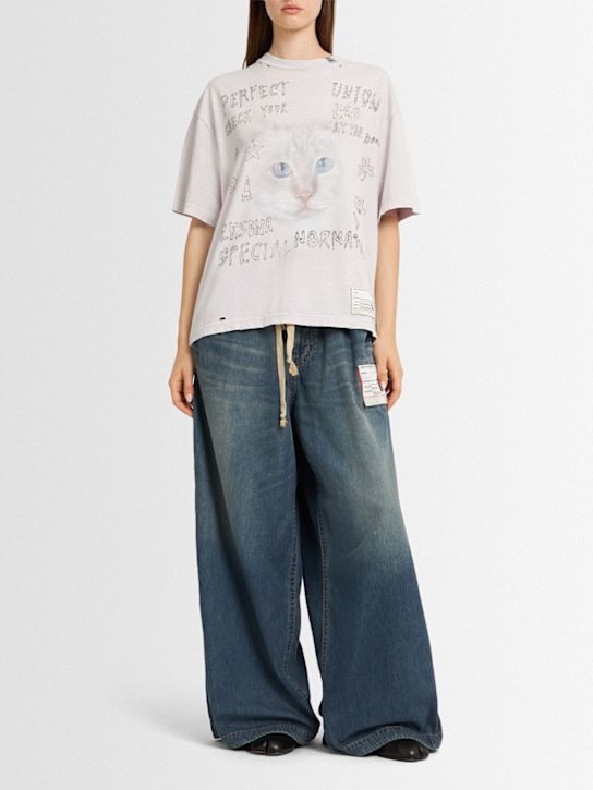 Mihara Yasuhiro: Cat bleached cotton t-shirt - women_1 | Luisa Via Roma