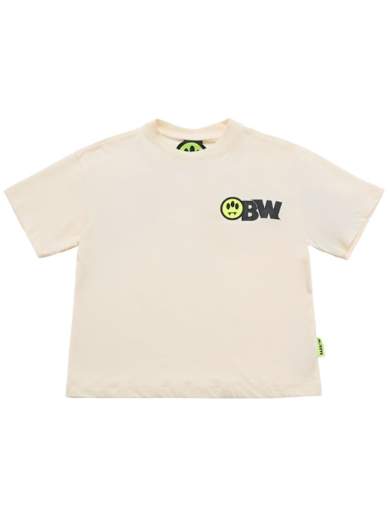 Barrow: T-shirt in jersey di cotone stampato - Off White - kids-girls_0 | Luisa Via Roma