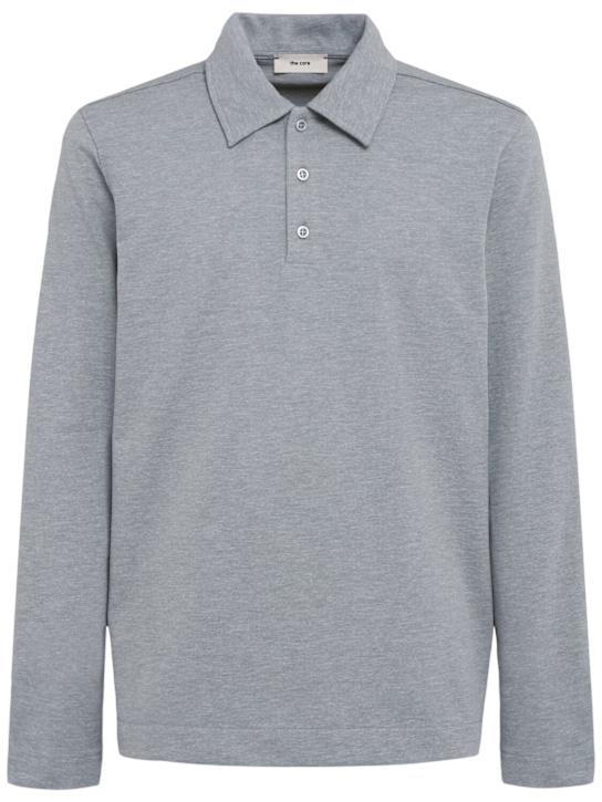 The Core: クラシックなコットンジャージー長袖ポロシャツ - グレー - men_0 | Luisa Via Roma
