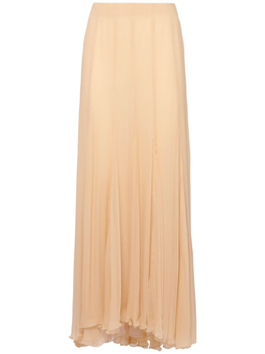 Chloé: Silk mousseline long skirt - Pink - women_0 | Luisa Via Roma