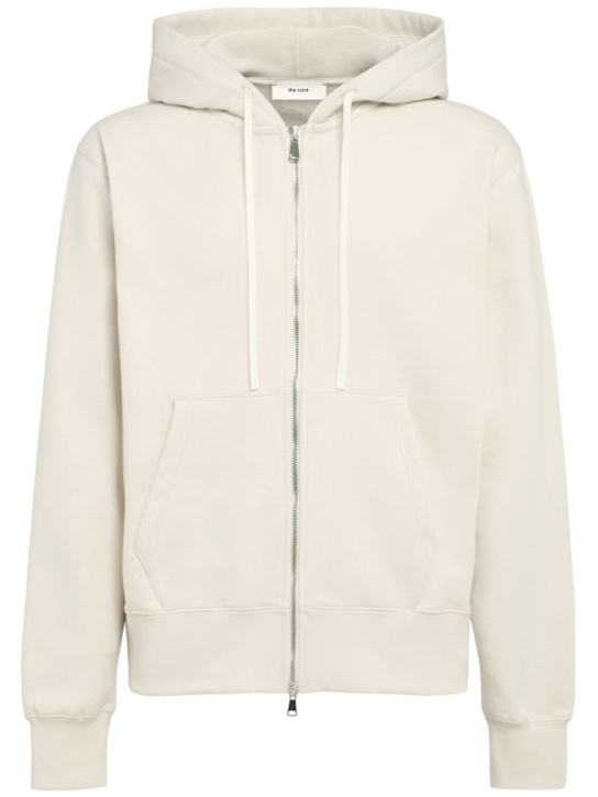 The Core: Full-zip cotton sweatshirt hoodie - Beige - men_0 | Luisa Via Roma