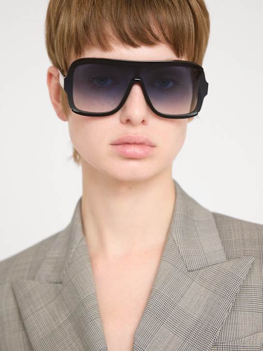 Victoria Beckham: Occhiali da sole VB Chain Core Wire in acetato - Nero - women_1 | Luisa Via Roma