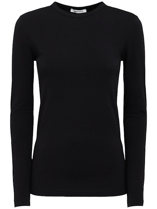 Annagreta: Sofia long-sleeve stretch jersey t-shirt - Black - women_0 | Luisa Via Roma