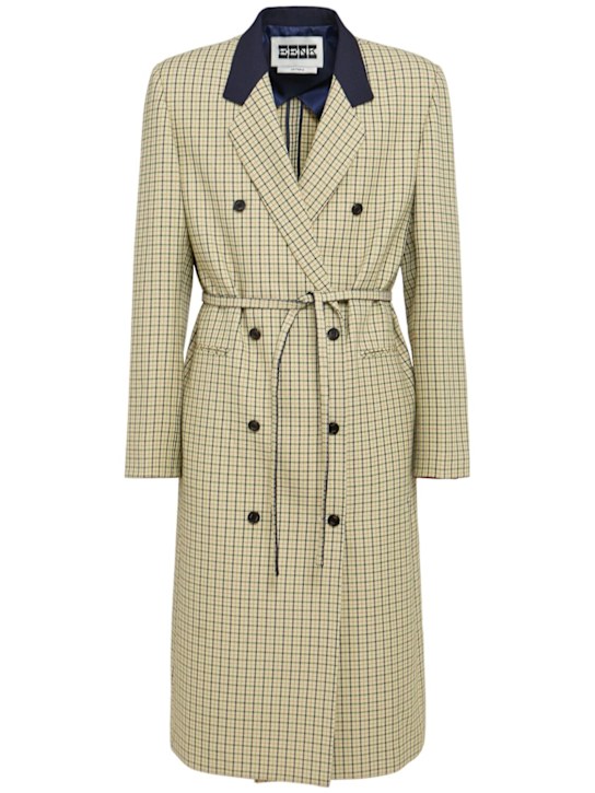 Eenk: Belted wool blend long coat - Beige - men_0 | Luisa Via Roma