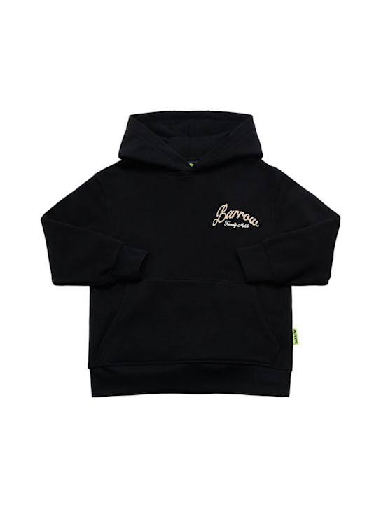 Barrow: Printed cotton hoodie - Black - kids-boys_0 | Luisa Via Roma