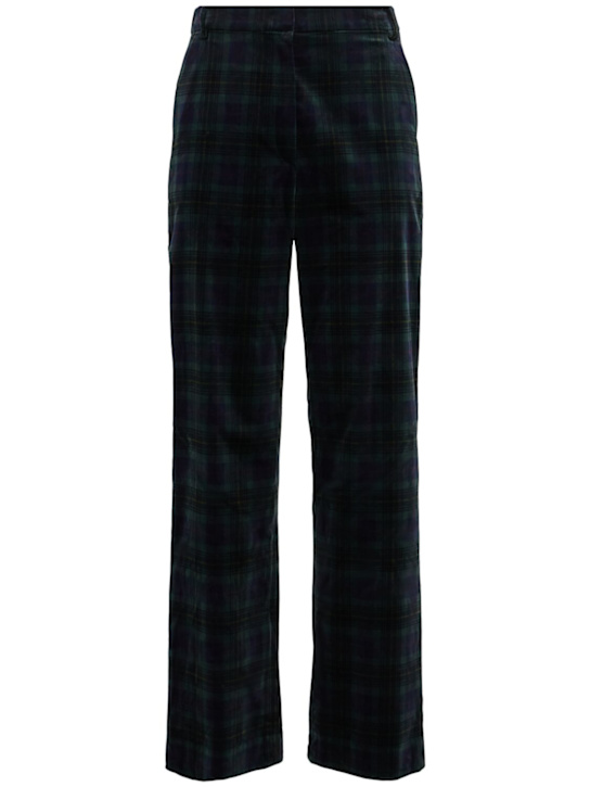 Eenk: Cotton velvet straight pants - Navy - men_0 | Luisa Via Roma