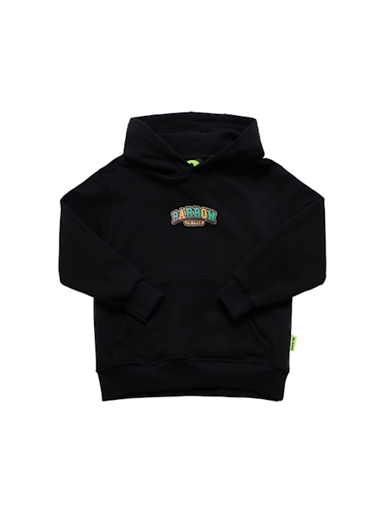 Barrow: Printed cotton hoodie - ブラック - kids-girls_0 | Luisa Via Roma