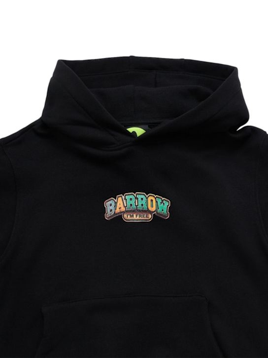 Barrow: Printed cotton hoodie - ブラック - kids-girls_1 | Luisa Via Roma