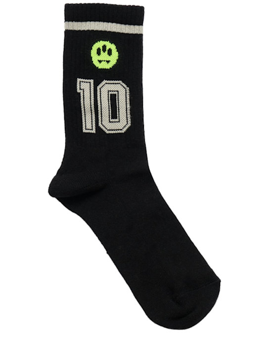 Barrow: Printed cotton blend socks - Black - kids-boys_0 | Luisa Via Roma
