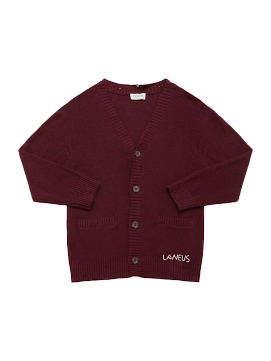 Laneus: Wool blend knit cardigan - ボルドー - kids-girls_0 | Luisa Via Roma