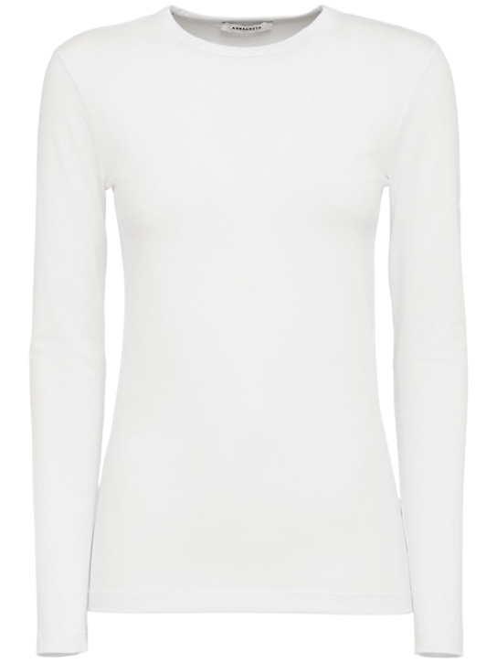 Annagreta: Langärmeliges T-Shirt aus Stretch-Jersey „Sofia“ - Weiß - women_0 | Luisa Via Roma