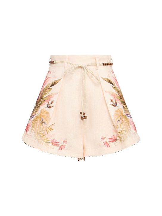 Zimmermann: Ascension linen tuck shorts - women_0 | Luisa Via Roma