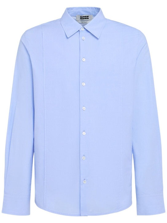 Eenk: Layered cotton shirt - Light Blue - men_0 | Luisa Via Roma