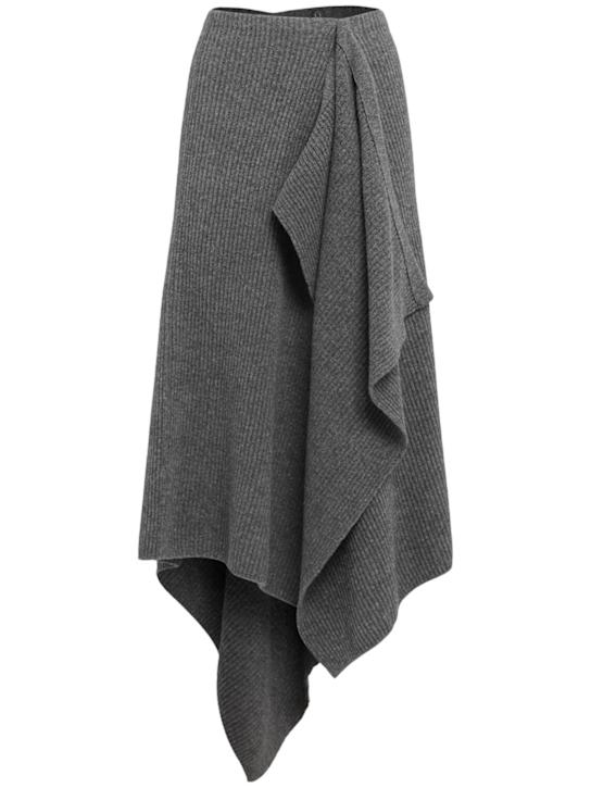 Eenk: Layered wool knit skirt - Grey - women_0 | Luisa Via Roma
