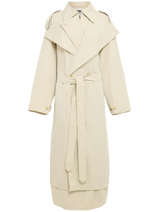 Eenk: Belted cotton blend long coat - Beige - women_0 | Luisa Via Roma
